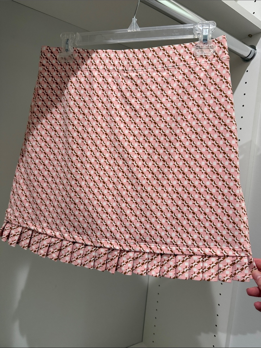 Pink Printed Mini Skirt with Pleated Hem